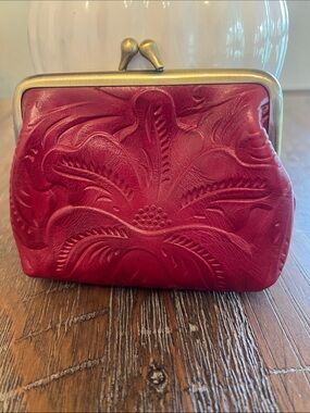 Patricia Nash Embossed Floral Kiss-Lock Clutch - Red